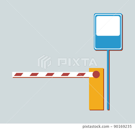 Barrier not Aallowing to Enter and Metal Road Sign Barrier not Aallowing to Enter and Metal Road Sign 90169235
