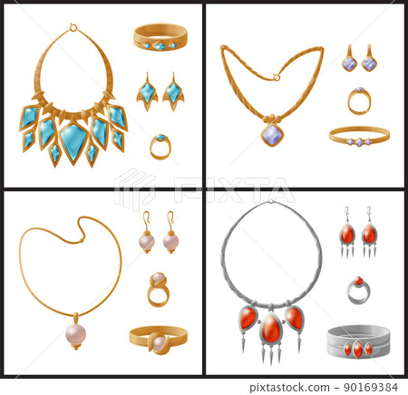 Expensive Luxurious Jewelry Inlaid with Gemstones 90169384