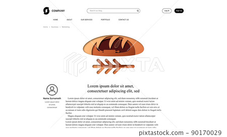 Vector bread in paper art style . Editable illustration Vector bread in paper art style . Editable illustration 90170029