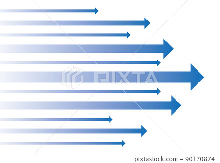 Blue gradient right arrow illustration / white background 90170874