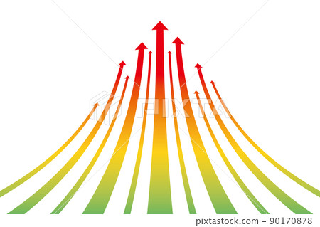 Rainbow colorful gradient upward curved arrow illustration / white background Rainbow colorful gradient upward curved arrow illustration / white background 90170878