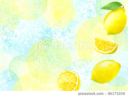 Lemon background drawn in transparent watercolor 90171039