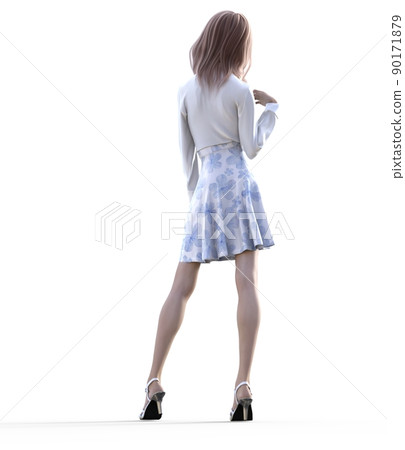 年輕休閒時尚女人perming3DCG插圖素材 90171879