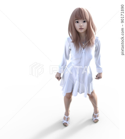 年輕休閒時尚女人perming3DCG插圖素材 90171890