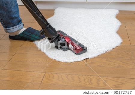 [Middle housewife cleaning rugs with a cyclone cleaner] 90172737