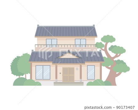 日式房子的插圖沒有線 90173407