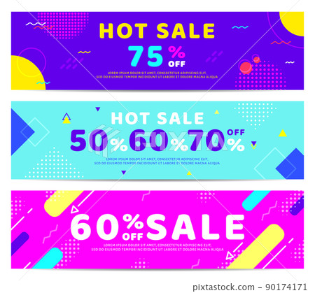 Memphis promo coupon sale geometry web flat set. Action banner sign product advertising special discount neon color vintage bright booklet business card special event shapes fly hipster 80-90s style Memphis promo coupon sale geometry web flat set. Action banner sign product advertising special discount neon color vintage bright booklet business card special event shapes fly hipster 80-90s style 90174171