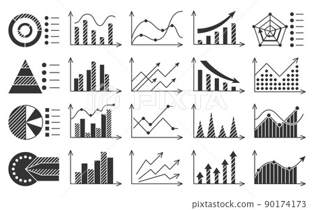 Infographic element business chart black glyph set. Object workflow presentation business personal team career growth. Finance stock concept success rating scale arrow stage growth fall isolated Infographic element business chart black glyph set. Object workflow presentation business personal team career growth. Finance stock concept success rating scale arrow stage growth fall isolated 90174173