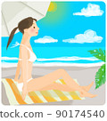 夏天在沙灘上放鬆的女人 夏天在沙灘上放鬆的女人 90174540