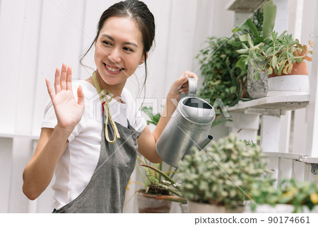 Women who take care of plants, gardening 90174661
