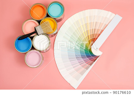Paint brush on pink background, how to choose the perfect home paint color and good for health Paint brush on pink background, how to choose the perfect home paint color and good for health 90176610