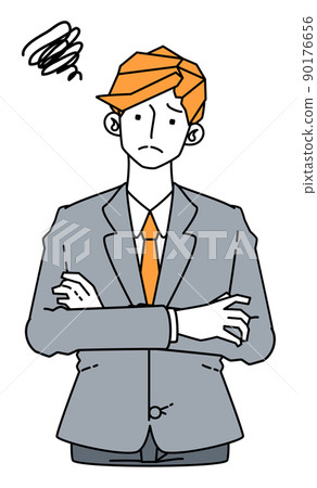 Illustration of a businessman in a suit with a troubled face (bust up) Illustration of a businessman in a suit with a troubled face (bust up) 90176656