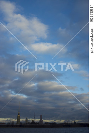panorama of the Peter and Paul fortress in St. Petersburg 90178914