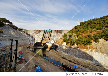 Embankment body of Tsuruta dam under redevelopment Embankment body of Tsuruta dam under redevelopment 90179679