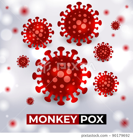 Monkeypox virus cells outbreak medical banner. Monkeypox virus cells outbreak medical banner. 90179692