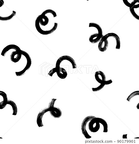 Bold grunge curly lines vector seamless pattern. Bold grunge curly lines vector seamless pattern. 90179901