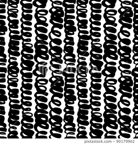 Hand drawn ink wavy stripe seamless pattern. 90179902