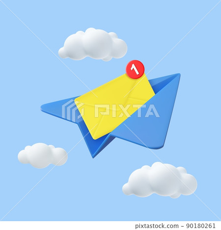 3D Paper Airplane with Envelope. 90180261