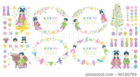 July Tanabata Festival Orihime and Hikoboshi Illustration Material Horizontal Maru Frame Set July Tanabata Festival Orihime and Hikoboshi Illustration Material Horizontal Maru Frame Set 90180769