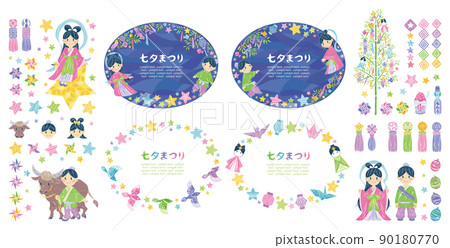 July Tanabata Festival Orihime and Hikoboshi Illustration Material Horizontal Maru Frame Set July Tanabata Festival Orihime and Hikoboshi Illustration Material Horizontal Maru Frame Set 90180770