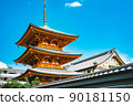 Three-storied pagoda in Hyogo, Amagasaki, and Hokkeshu Temple 90181150