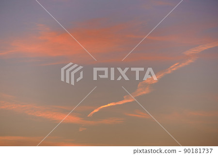 Sky light after sunset. orange background, clouds 90181737
