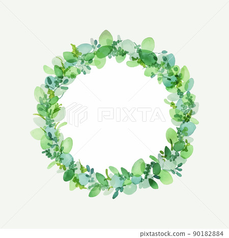 Watercolor. Vector wreath frame of green... - Stock Illustration ...