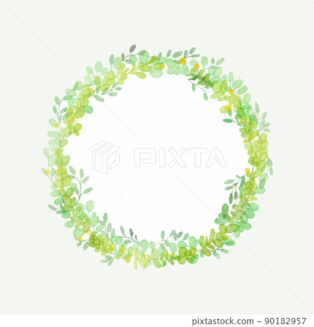 Watercolor. Vector wreath frame of green... - Stock Illustration ...