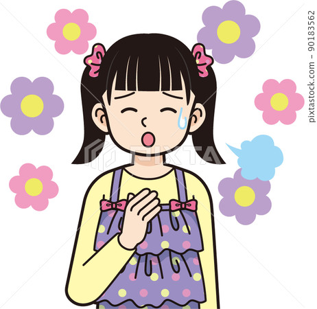 鬆了口氣的雙尾少女_線描 90183562
