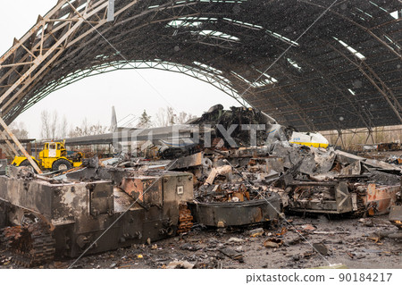 war destroyed on Ukraine airport by russian troops 90184217