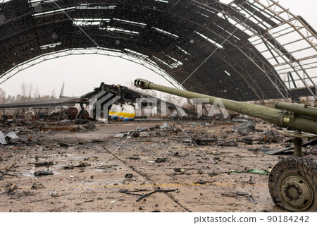 war destroyed on Ukraine airport by russian troops 90184242