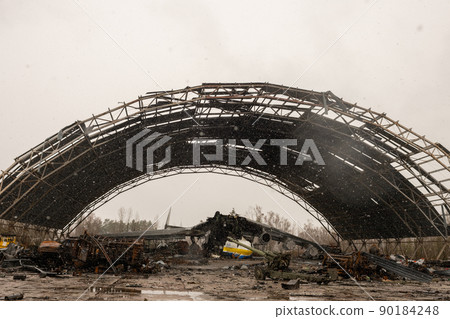 war destroyed on Ukraine airport by russian troops 90184248