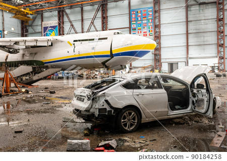 war destroyed on Ukraine airport by russian troops 90184258