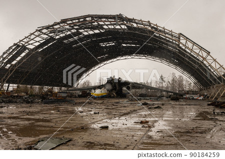 war destroyed on Ukraine airport by russian troops 90184259