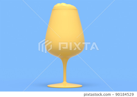 Frosty glass of fresh draft beer isolated on a blue monochrome background. 90184529