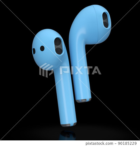 Wireless bluetooth blue headphones isolated on black background 90185229
