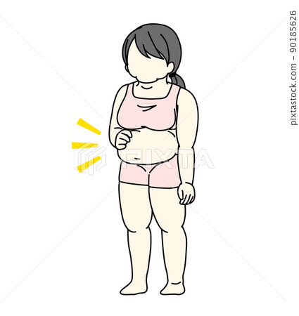 一個擔心她的胃的女人的插圖 一個擔心她的胃的女人的插圖 90185626