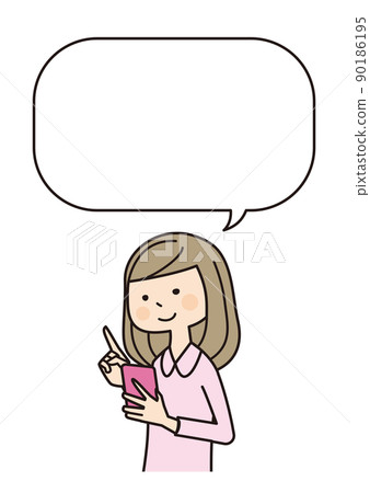 Female smartphone balloon setting outline Female smartphone balloon setting outline 90186195