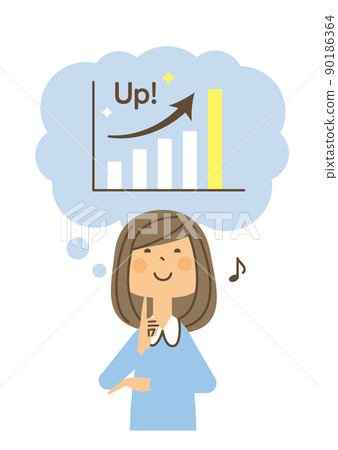 Female graph balloon rise - Stock Illustration [90186364] - PIXTA