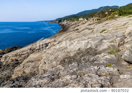 [Niigata/Sado Geopark] National designated natural monument: Wave-eating potholes at Hiranezaki 90187032