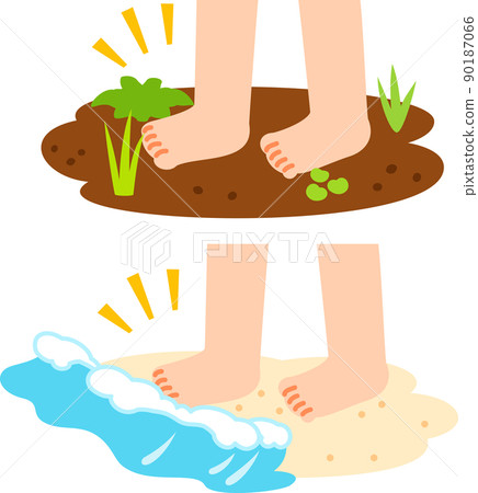 雙腳赤腳站在泥土或沙灘上,接地 雙腳赤腳站在泥土或沙灘上,接地 90187066