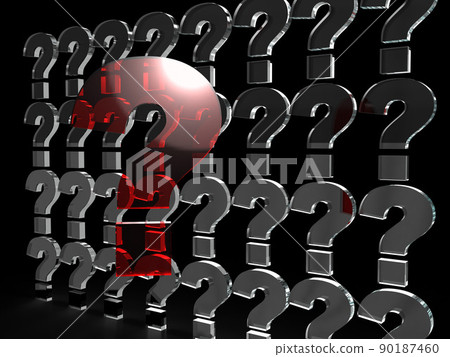 Row of question marks on a black background. 3d render. Row of question marks on a black background. 3d render. 90187460