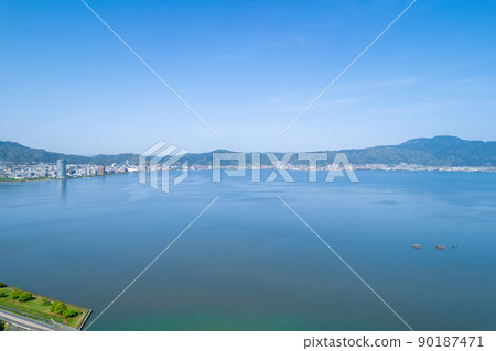 Taken with a drone near Omi Ohashi in Otsu City, Shiga Prefecture, taken in May 2022 90187471