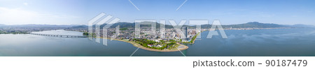 Taken with a drone near Omi Ohashi in Otsu City, Shiga Prefecture, taken in May 2022 90187479