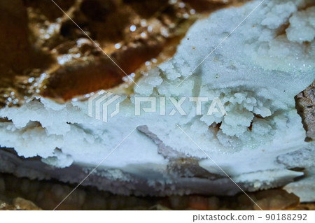 Cave ceiling with macro of white crystals Cave ceiling with macro of white crystals 90188292