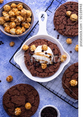 Giant chocolate skillet cookies with ice cream 90189448