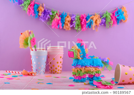 Traditional Mexican pinata in shape of donkey 90189567