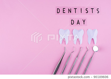 World dentists day concept with stomatology tools World dentists day concept with stomatology tools 90189606