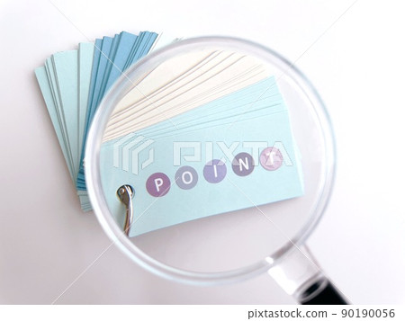 POINT vocabulary magnified with magnifying glass POINT vocabulary magnified with magnifying glass 90190056