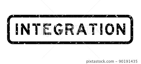Grunge black integration word square rubber seal stamp on white background 90191435